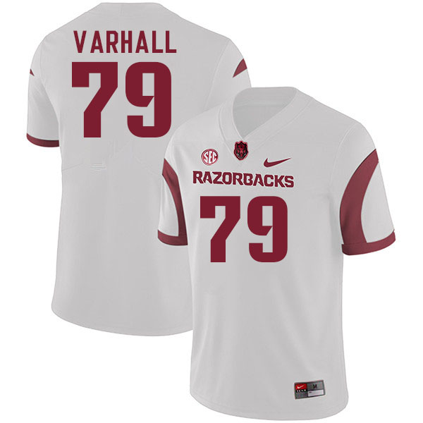 Men #79 Tommy Varhall Arkansas Razorback College Football Jerseys Stitched Sale-White - Click Image to Close